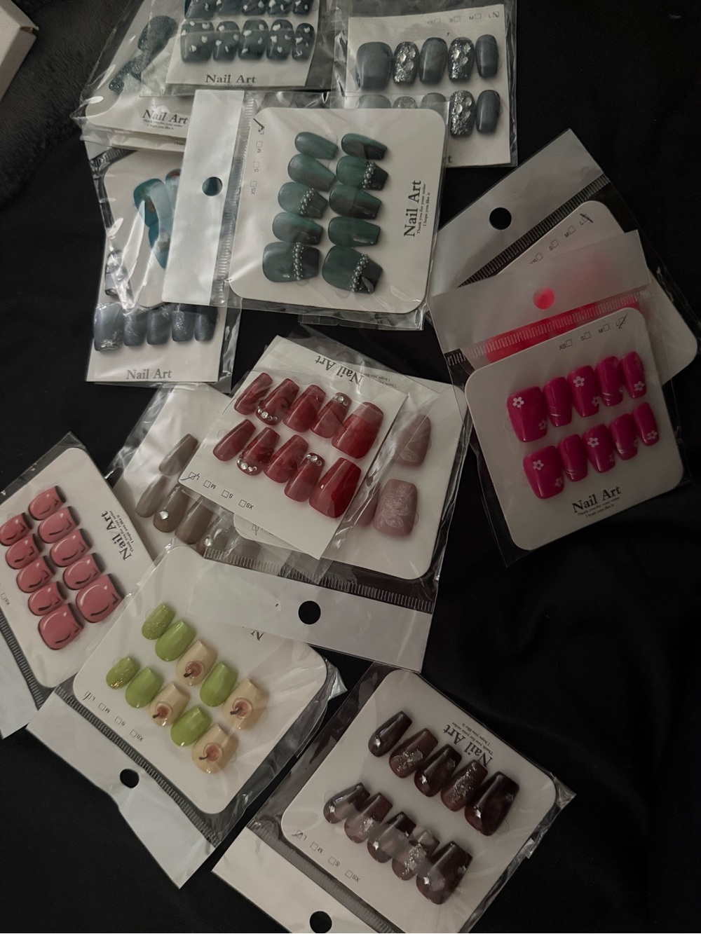 Mystery ( 3 packs) Nail Art Press-On False Nails Set — Multi-Color Assortment